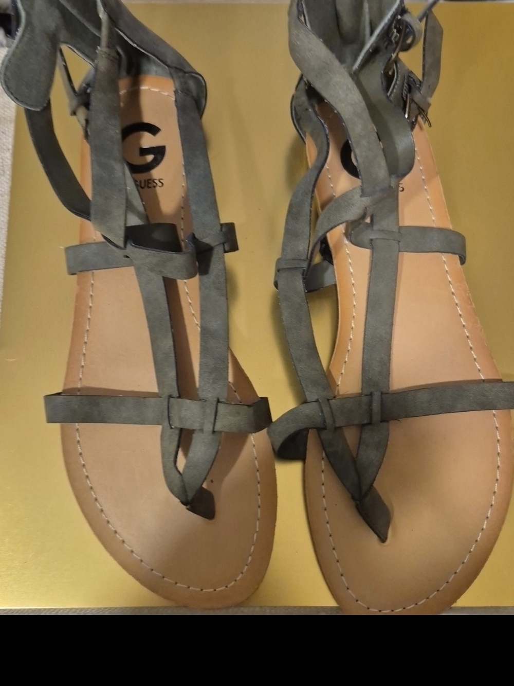 GUESS Olive Green Strappy Gladiator Sandals